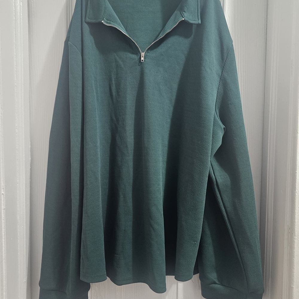 Womens's Green Half-Zip Sweater - Picture 1 of 5